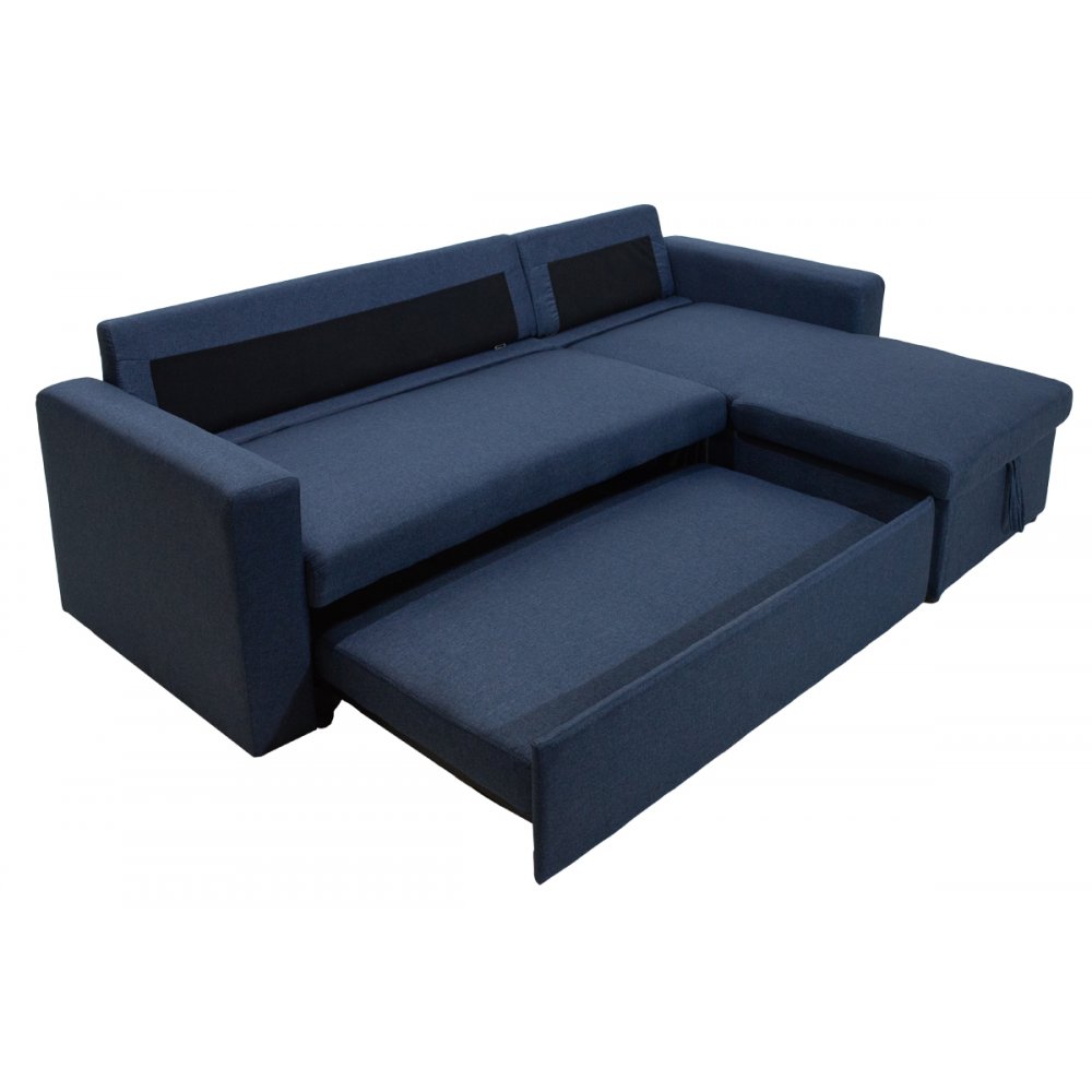 Γωνιακός καναπές-κρεβάτι "MARVEL" αναστρέψιμος υφασμάτινος σε μπλε χρώμα 220x145x83