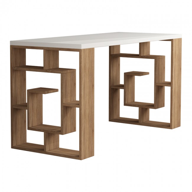 Γραφείο "LABIRENT" σε χρώμα λευκό/φυσικό 140x60x75