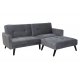 Γωνιακός καναπές-κρεβάτι με σκαμπώ "DREAM" σε χρώμα γκρι-ασημί βελούδο ύφασμα 209x87-195x80