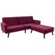 Γωνιακός καναπές-κρεβάτι με σκαμπώ "DREAM" σε χρώμα κερασί βελούδο ύφασμα 209x87-195x80