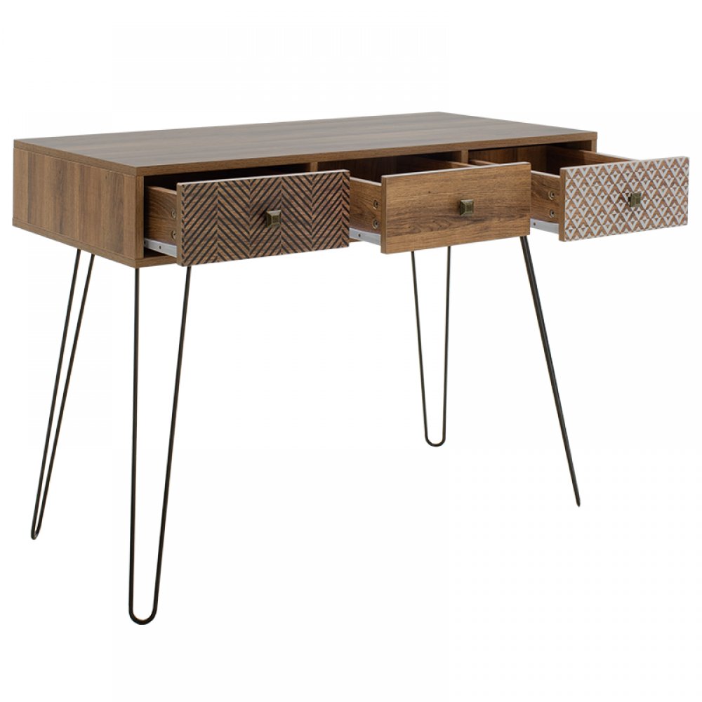 Κονσόλα "BOHO" καρυδί με μεταλλικά πόδια 100x50,5x74,5