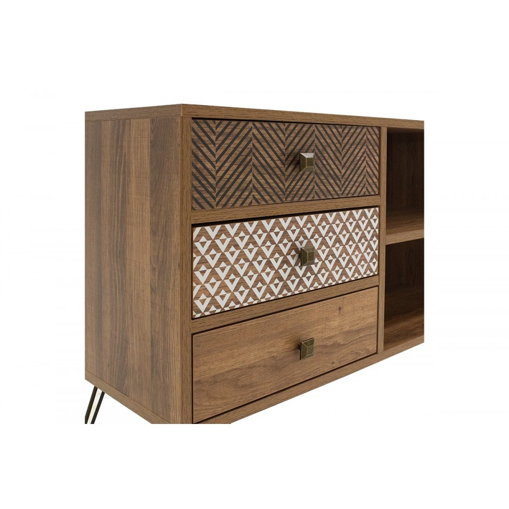 Έπιπλο τηλεόρασης "BOHO" καρυδί με μεταλλικά πόδια 120x39x64