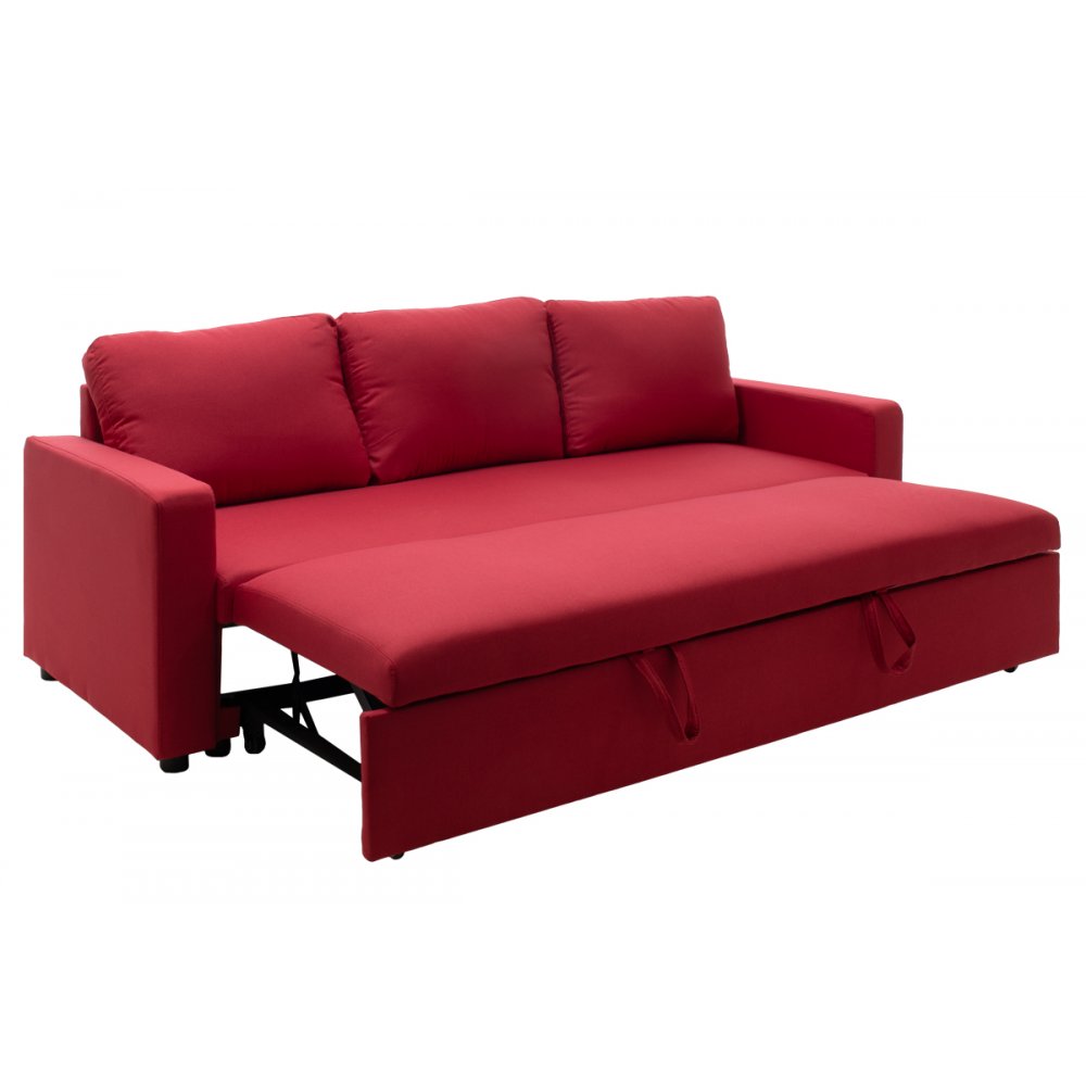 Kαναπές κρεβάτι "PEPE" με κόκκινο ύφασμα 215x82x84