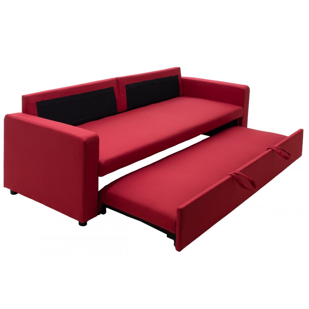 Kαναπές κρεβάτι "PEPE" με κόκκινο ύφασμα 215x82x84