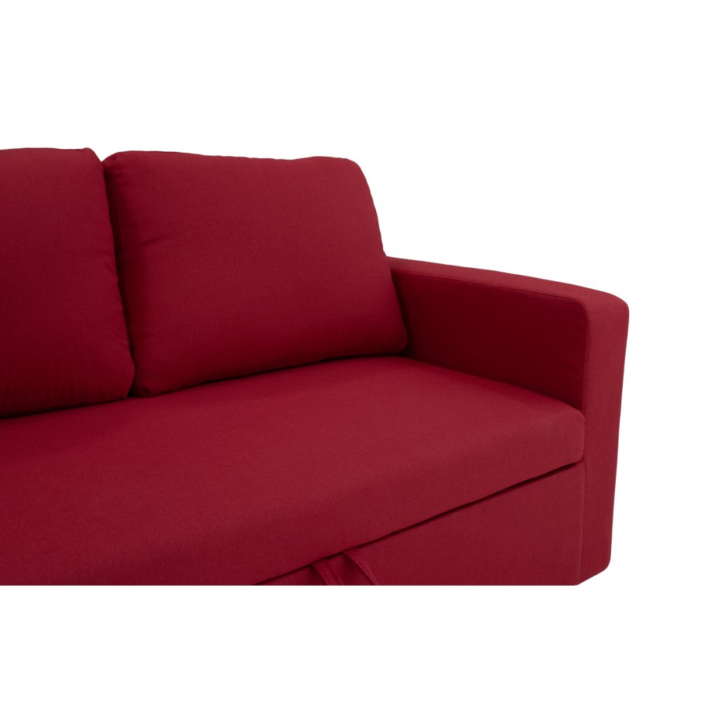 Kαναπές κρεβάτι "PEPE" με κόκκινο ύφασμα 215x82x84