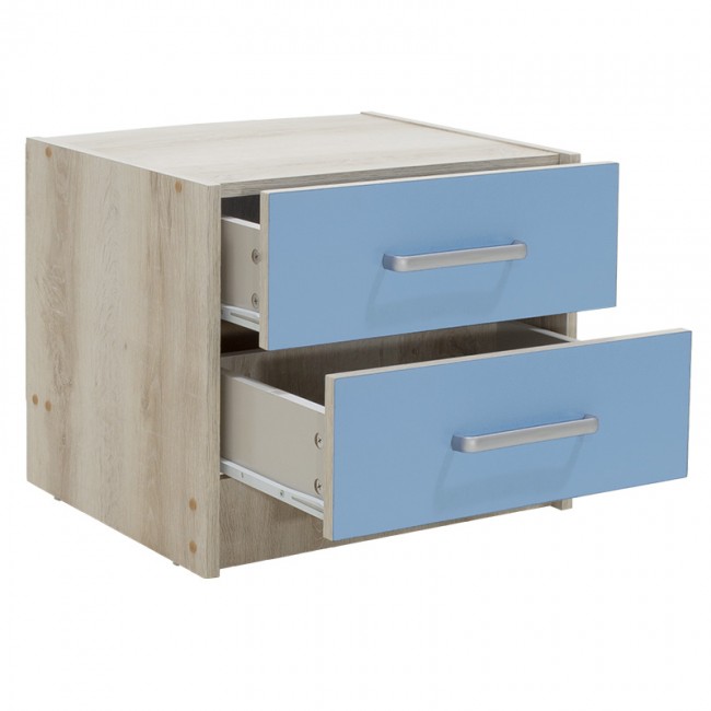 Κομοδίνο παιδικό "LOONEY" με 2 συρτάρια χρώμα castillo-μπλε 47,5x40,5x40,5