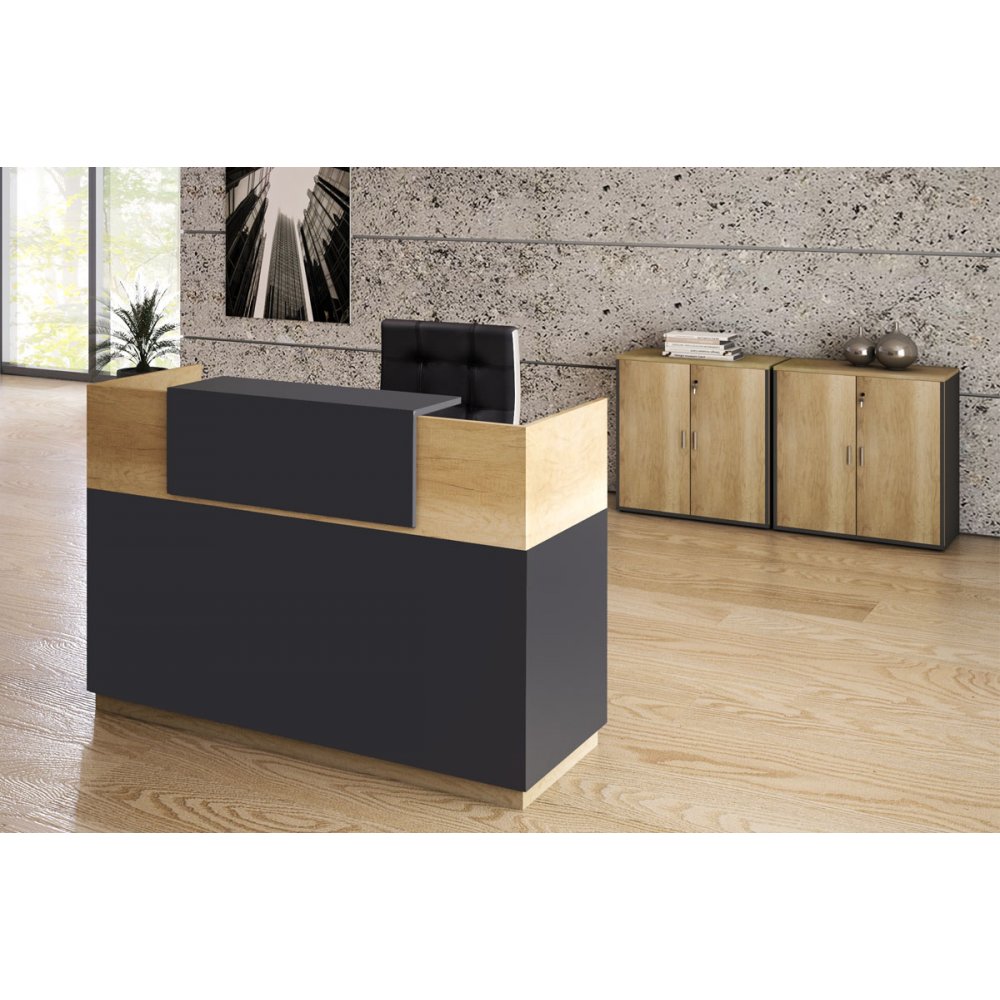 Γραφείο reception "LOTUS" σε χρώμα φυσικό/ανθρακί 180x70x110