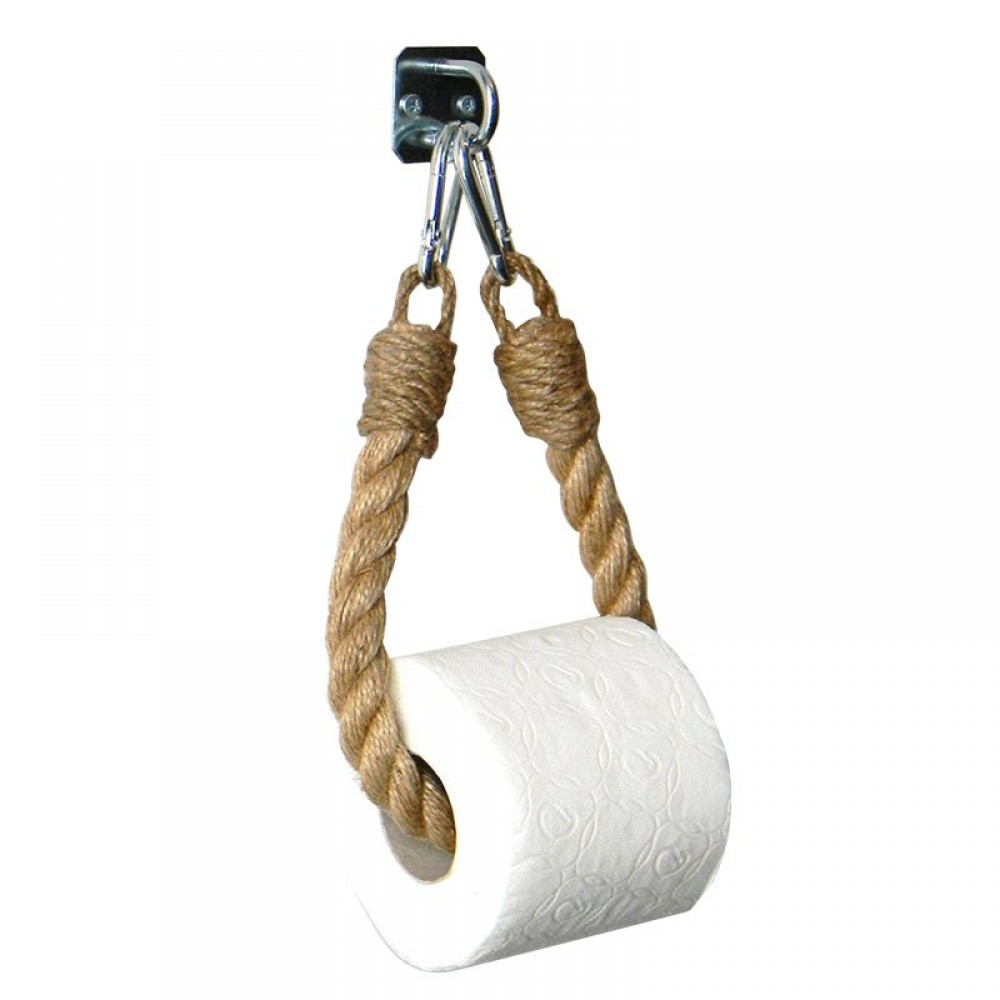 Χαρτοθήκη τοίχου-κρεμάστρα μεταλλική με σχοινί 12x3x38