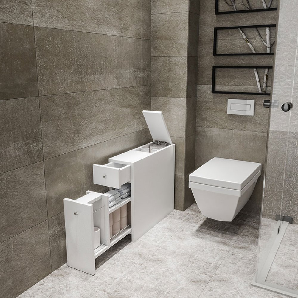Συρταριέρα πολυμορφική μπάνιου "PWF-0010" χρώμα λευκό 19x60x55