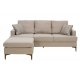 Γωνιακός καναπές "SLIM" με σκαμπώ υφασμάτινος σε μπεζ χρώμα 185x140x70