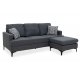Γωνιακός καναπές "SLIM" με σκαμπώ υφασμάτινος σε ανθρακί χρώμα 185x140x70