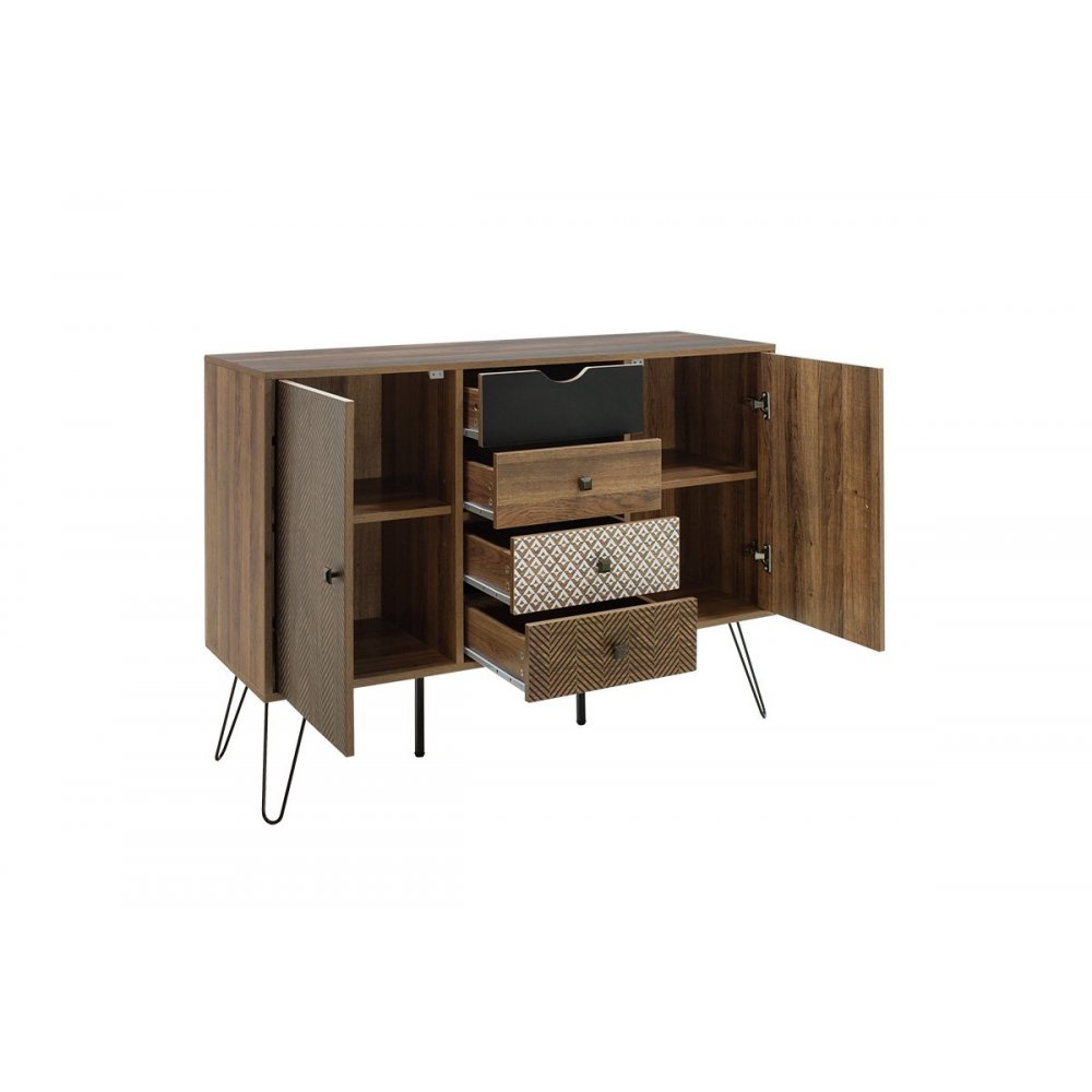 Μπουφές "BOHO" καρυδί με μεταλλικά πόδια 122x39,5x86