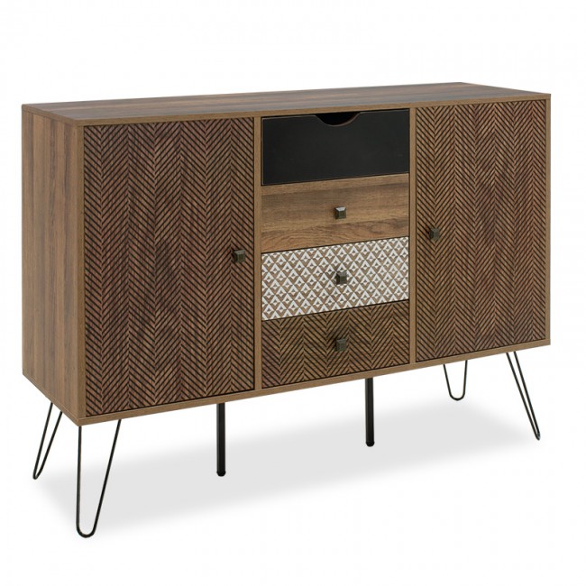 Μπουφές "BOHO" καρυδί με μεταλλικά πόδια 122x39,5x86