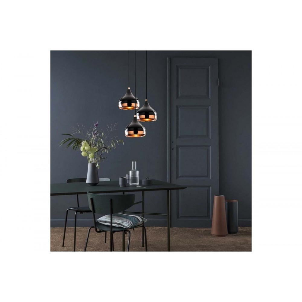 Φωτιστικό οροφής τρίφωτο "ELPRECIOUS"  από μέταλλο σε χρώμα μαύρο/χρυσό Φ54x174