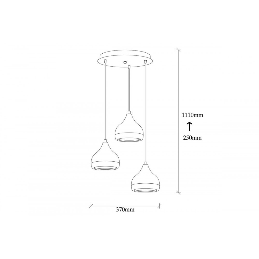 Φωτιστικό οροφής τρίφωτο "ELPRECIOUS"  από μέταλλο σε χρώμα μαύρο/χρυσό Φ54x174