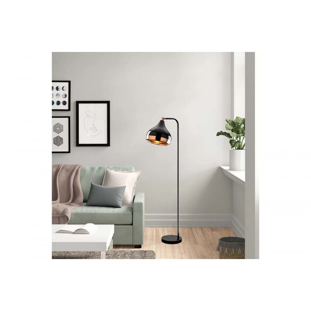 Φωτιστικό δαπέδου μεταλλικό σε μαύρο/χρυσό χρώμα 30x17x120