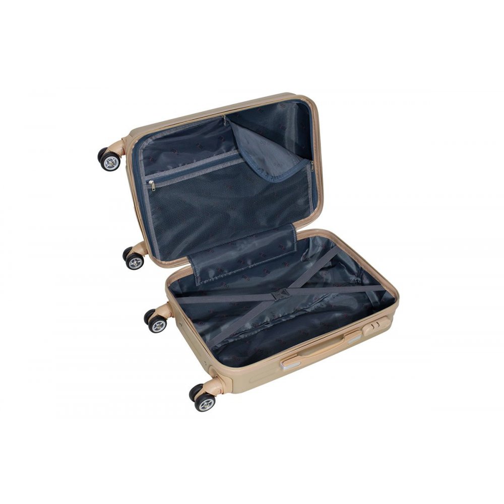 Βαλίτσα καμπίνας "LINE" με ρόδες σκληρή από ABS σε χρώμα σαμπανιζέ 40x22x55