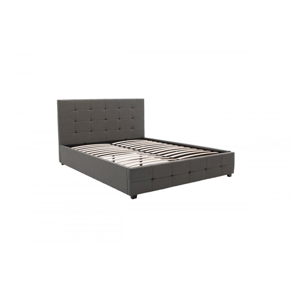 Κρεβάτι διπλό "ROI" με αποθηκευτικό χώρο από ύφασμα σε χρώμα ανθρακί 160x200