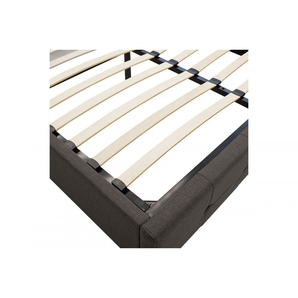 Κρεβάτι διπλό "ROI" με αποθηκευτικό χώρο από ύφασμα σε χρώμα ανθρακί 160x200