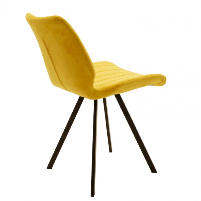 Καρέκλα "SABIA" μεταλλική μαύρη με ύφασμα βελουτέ κίτρινο 45,50x58x80