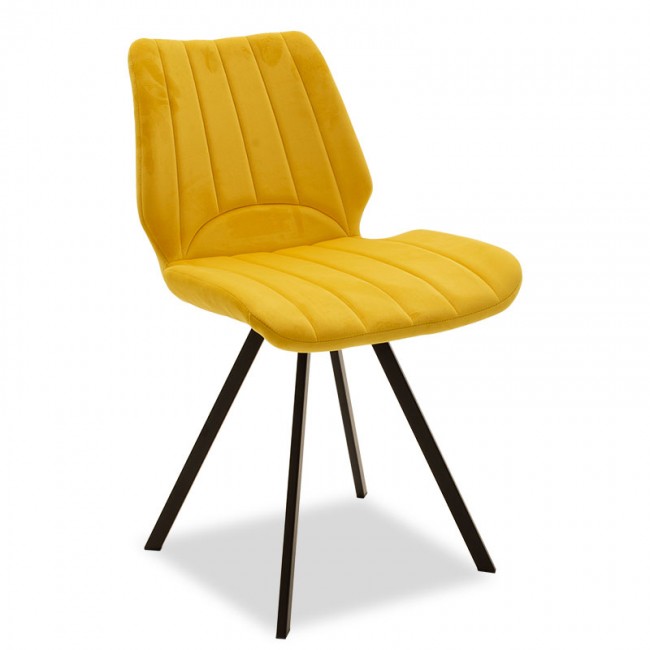 Καρέκλα "SABIA" μεταλλική μαύρη με ύφασμα βελουτέ κίτρινο 45,50x58x80
