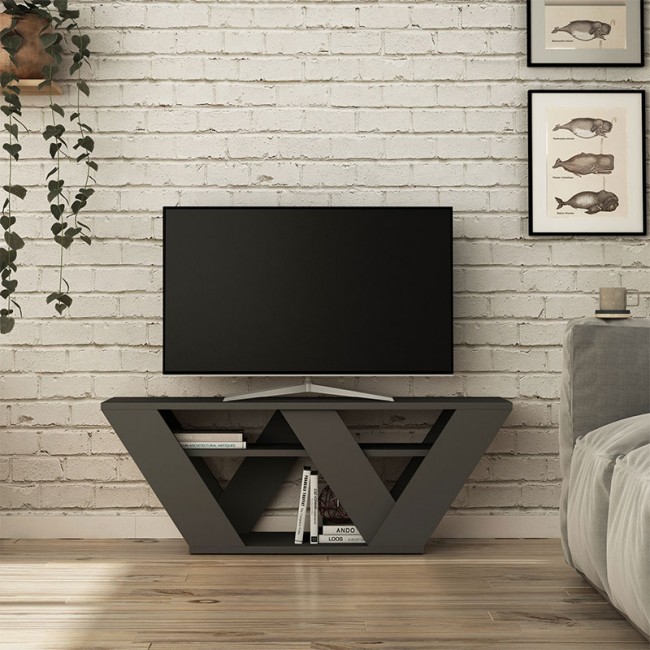 Έπιπλο τηλεόρασης "PIPRALLA" σε χρώμα ανθρακί 110x40x30