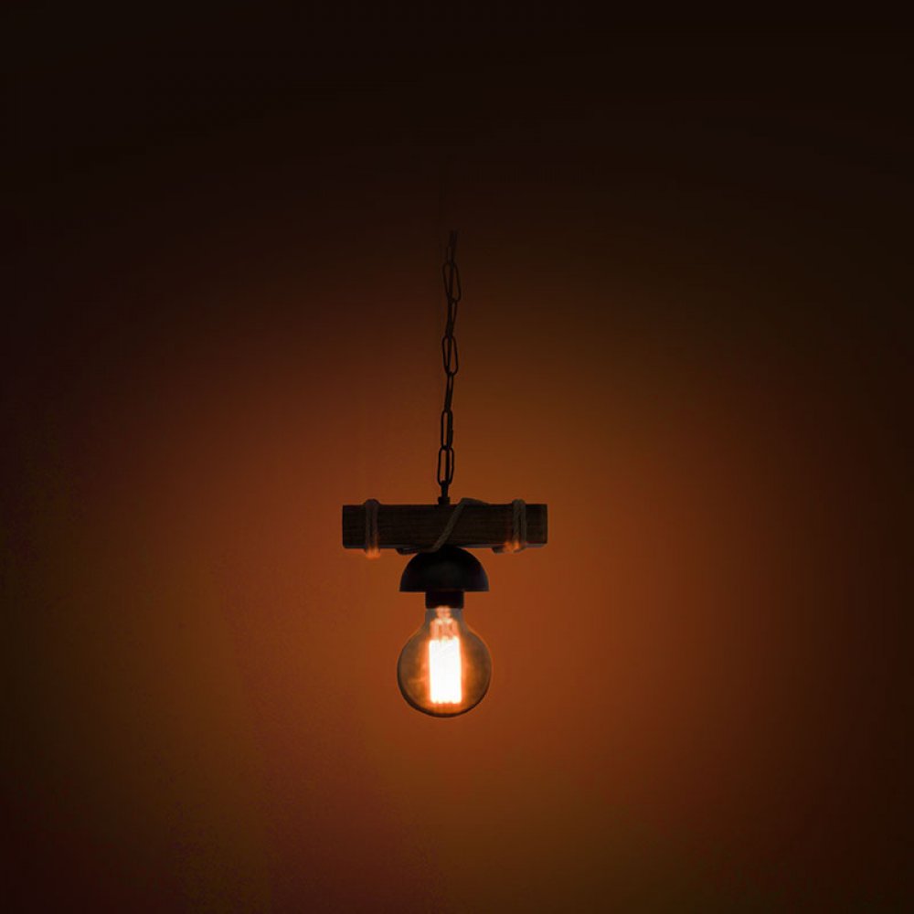 Φωτιστικό μονόφωτο από ξύλο σε χρώμα μαύρο/καρυδί 20x8,5x52,5 Ε27