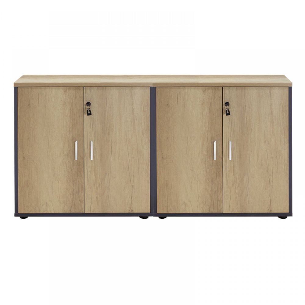 Ντουλάπια γραφείου τετράφυλλα "LOTUS" σε χρώμα φυσικό-ανθρακί 160x40x80