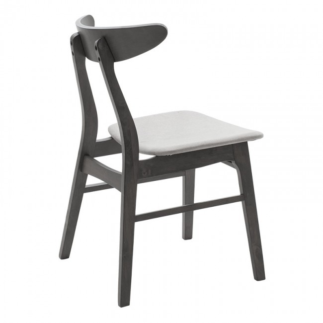 Καρέκλα "ORLEAN" από μασιφ ξύλο rubber wood σε rustic grey χρώμα με γκρι ύφασμα 49x53.50x78