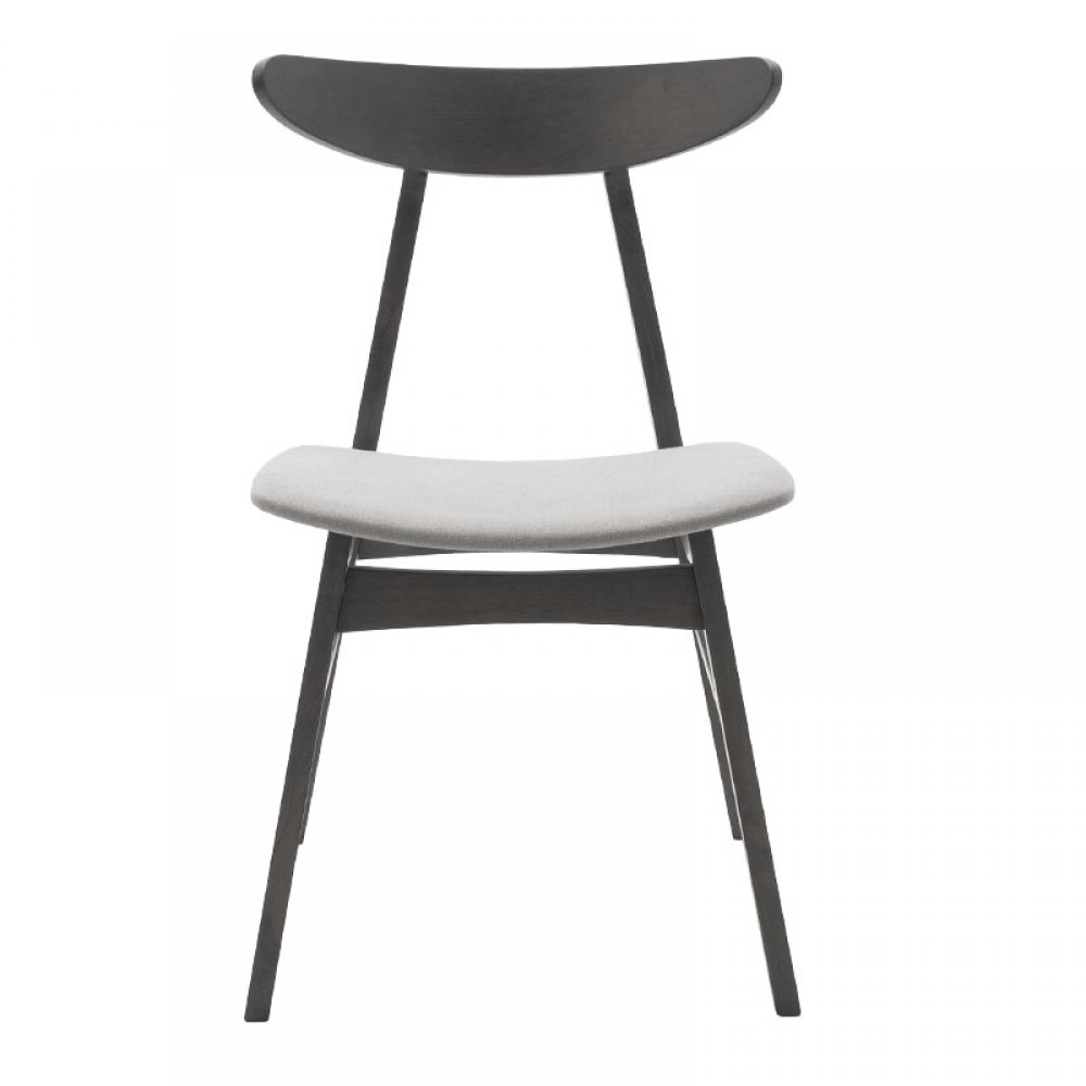 Καρέκλα "ORLEAN" από μασιφ ξύλο rubber wood σε rustic grey χρώμα με γκρι ύφασμα 49x53.50x78