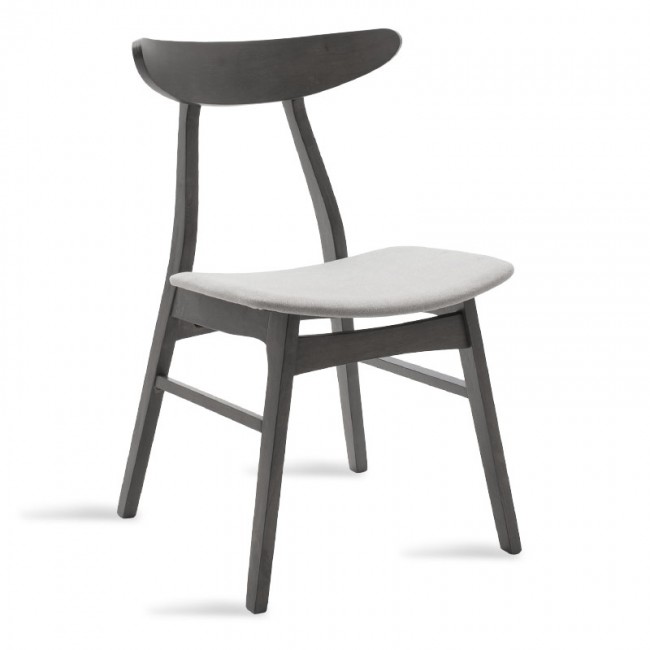Καρέκλα "ORLEAN" από μασιφ ξύλο rubber wood σε rustic grey χρώμα με γκρι ύφασμα 49x53.50x78