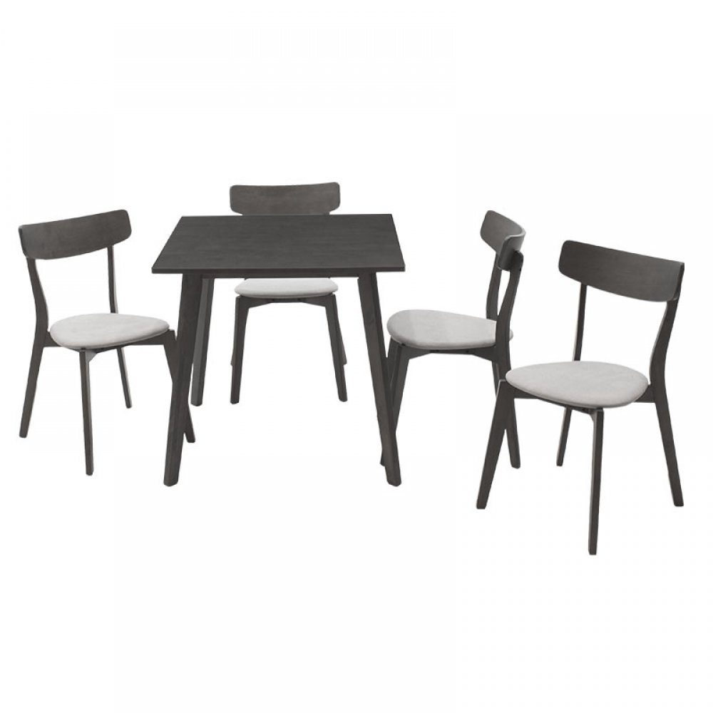 Σετ τραπεζαρίας 5τμχ "BENSON-TOTO" υφασμάτινη σε rustic grey-γκρι χρώμα 80x80x75