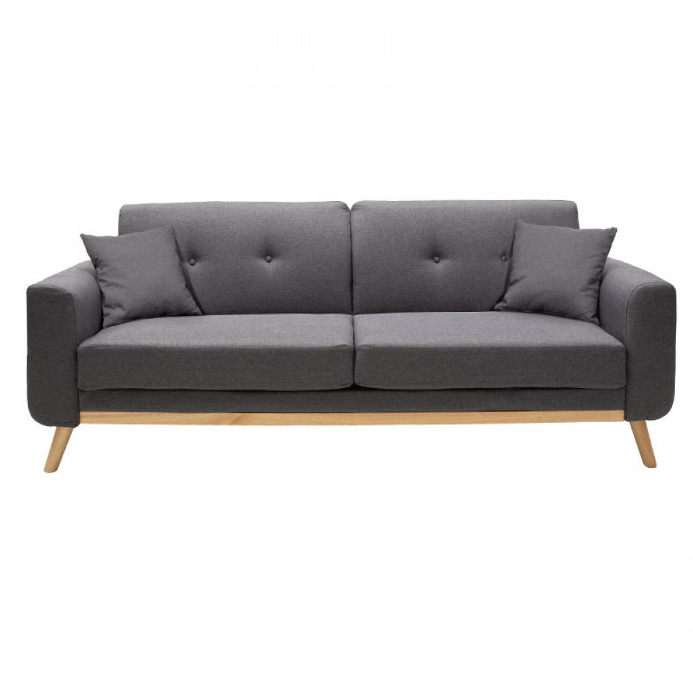 Καναπές-κρεβάτι "CARMELO" τριθέριος με γκρι ύφασμα 214x80x86