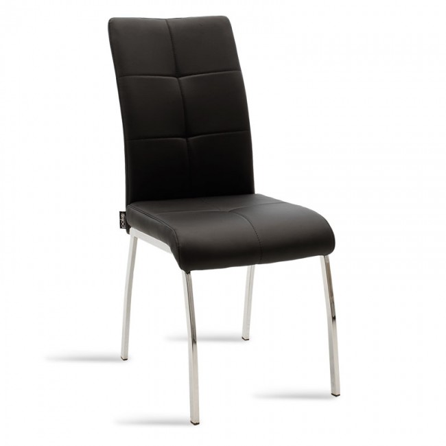 Καρέκλα "ARIADNE" μεταλλική χρωμίου με pu σε χρώμα μαύρο 43x63x96