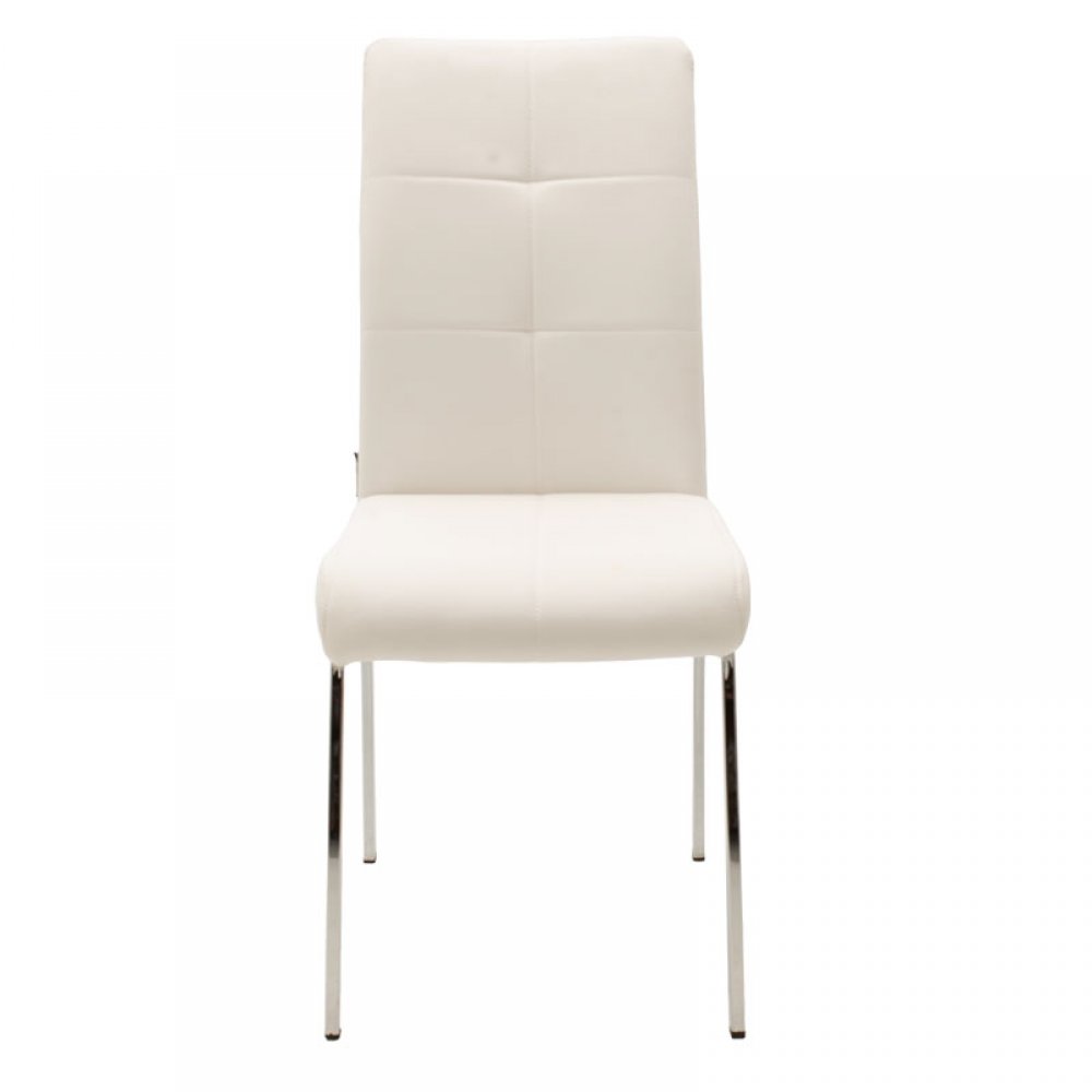 Καρέκλα "ARIADNE" μεταλλική χρωμίου με pu σε χρώμα λευκό 43x63x96