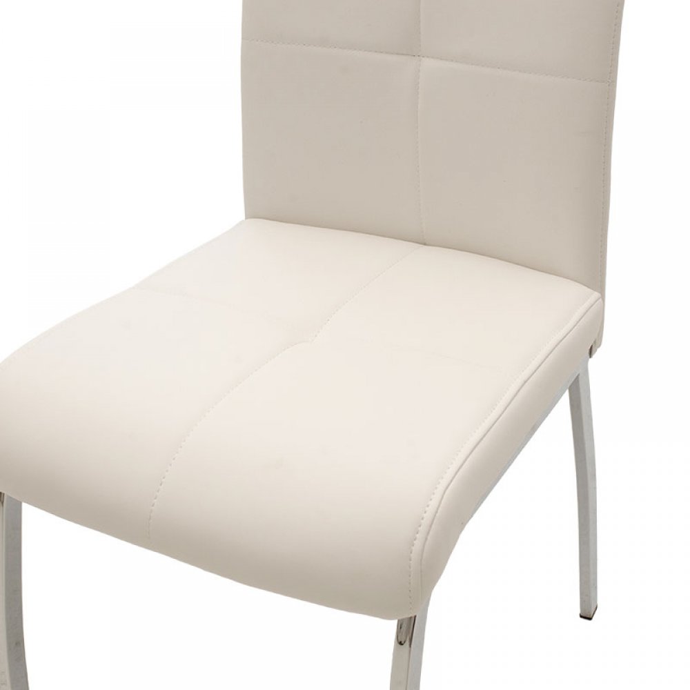 Καρέκλα "ARIADNE" μεταλλική χρωμίου με pu σε χρώμα λευκό 43x63x96