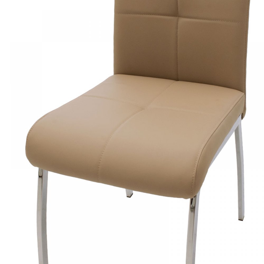 Καρέκλα "ARIADNE" μεταλλική χρωμίου με pu σε χρώμα μόκα 43x63x96
