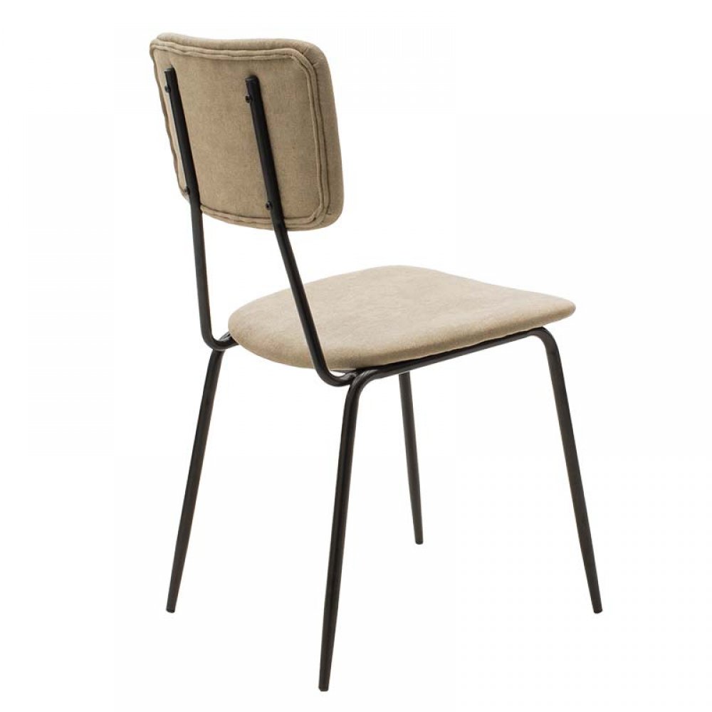 Καρέκλα "TANIA"  μεταλλική-ύφασμα βελούδινο σε χρώμα μαύρο-μπεζ 43x53x84