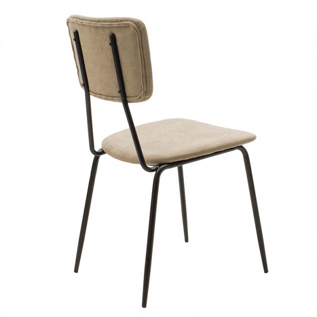 Καρέκλα "TANIA"  μεταλλική-ύφασμα βελούδινο σε χρώμα μαύρο-μπεζ 43x53x84