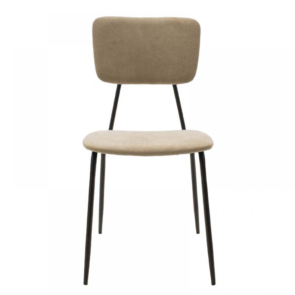 Καρέκλα "TANIA"  μεταλλική-ύφασμα βελούδινο σε χρώμα μαύρο-μπεζ 43x53x84