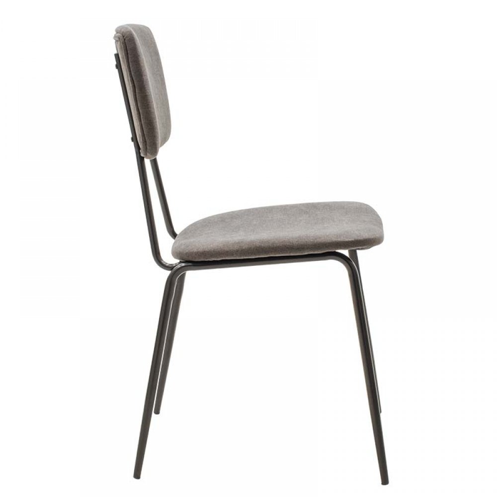 Καρέκλα "TANIA"  μεταλλική-ύφασμα βελούδινο σε χρώμα μαύρο-ανθρακί 43x53x84
