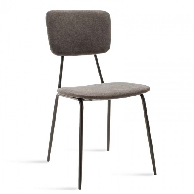 Καρέκλα "TANIA"  μεταλλική-ύφασμα βελούδινο σε χρώμα μαύρο-ανθρακί 43x53x84