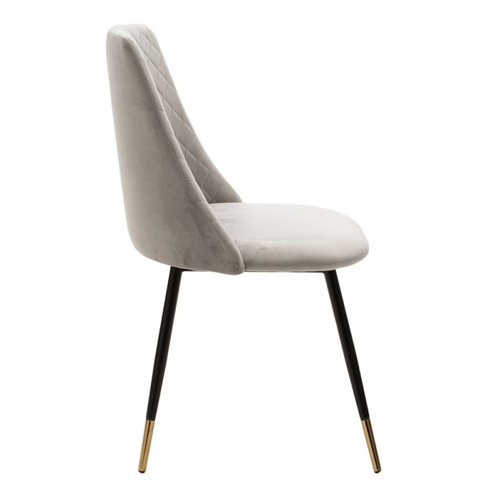 Καρέκλα "GISELLE" μεταλλική-ύφασμα βελουτέ σε χρώμα μαύρο-γκρι 52x51x82