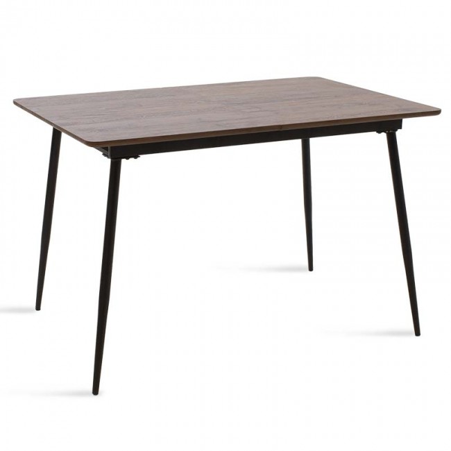 Τραπέζι "SHAZAM" επεκτεινόμενο μεταλλικό/MDF σε χρώμα μαύρο/καρυδί  120-160x80x76