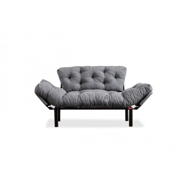Διθέσιος καναπές-κρεβάτι από ύφασμα σε γκρι χρώμα 155x73x85