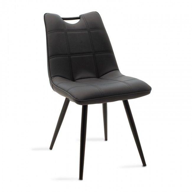 Καρέκλα "NELY" μεταλλική-pu σε μαύρο χρώμα 47x61x85