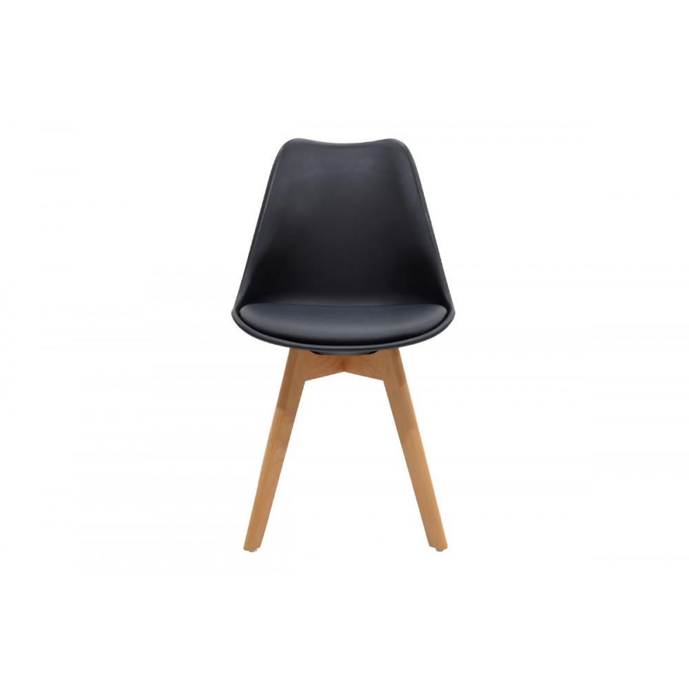 Καρέκλα "Gaston" από πολυπροπυλένιο-PU σε μαύρο χρώμα 48x57x81