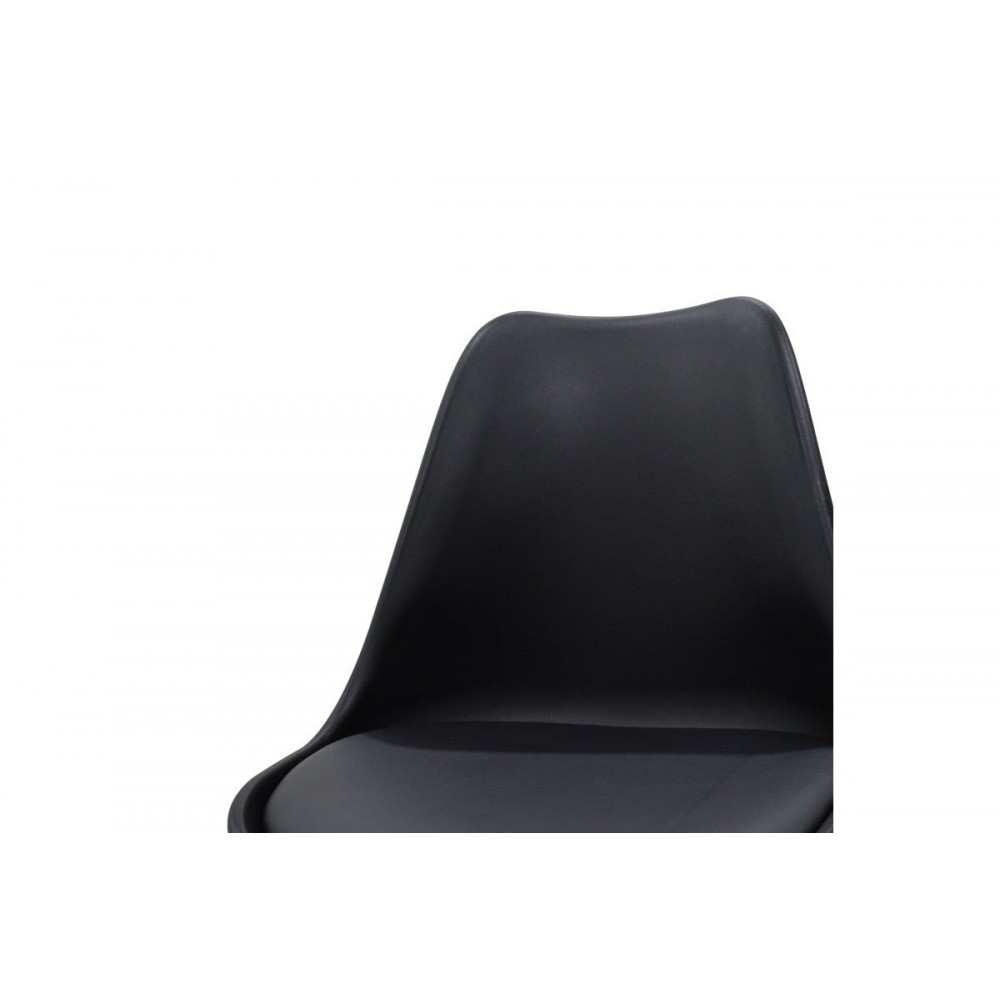 Καρέκλα "Gaston" από πολυπροπυλένιο-PU σε μαύρο χρώμα 48x57x81
