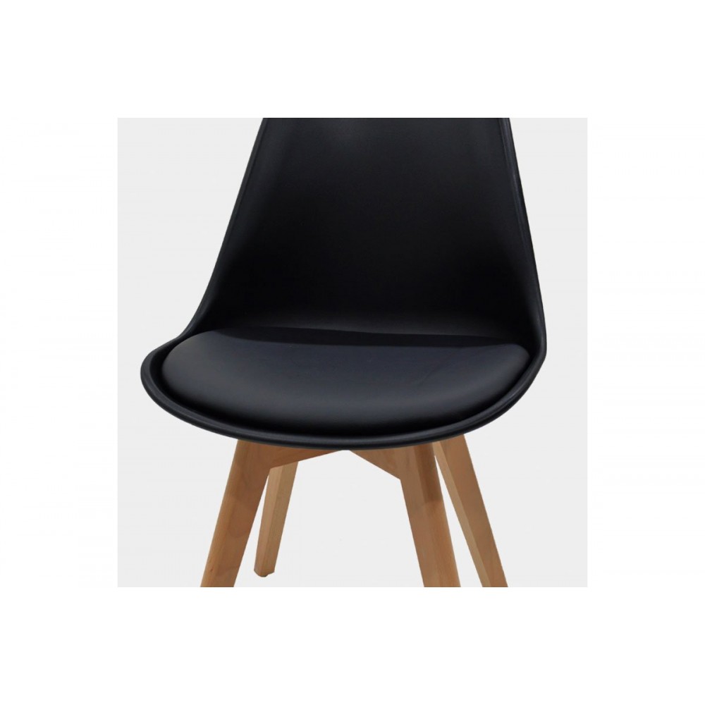 Καρέκλα "Gaston" από πολυπροπυλένιο-PU σε μαύρο χρώμα 48x57x81