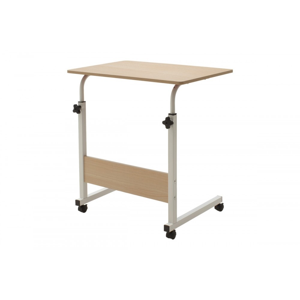 Γραφείο "Piper"με αυξομείωση ύψους από MDF-μέταλλο σε φυσικό-λευκό χρώμα 60x40x69/90